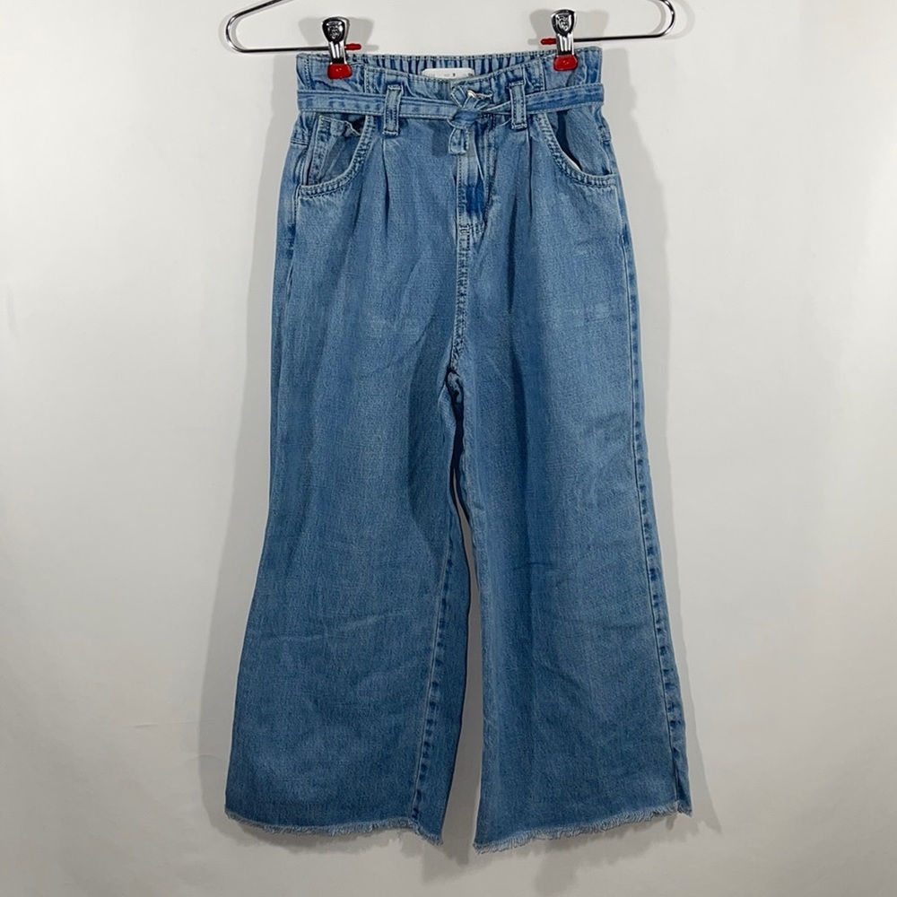 Zara Kids Wide Leg Fringed Hem Jeans